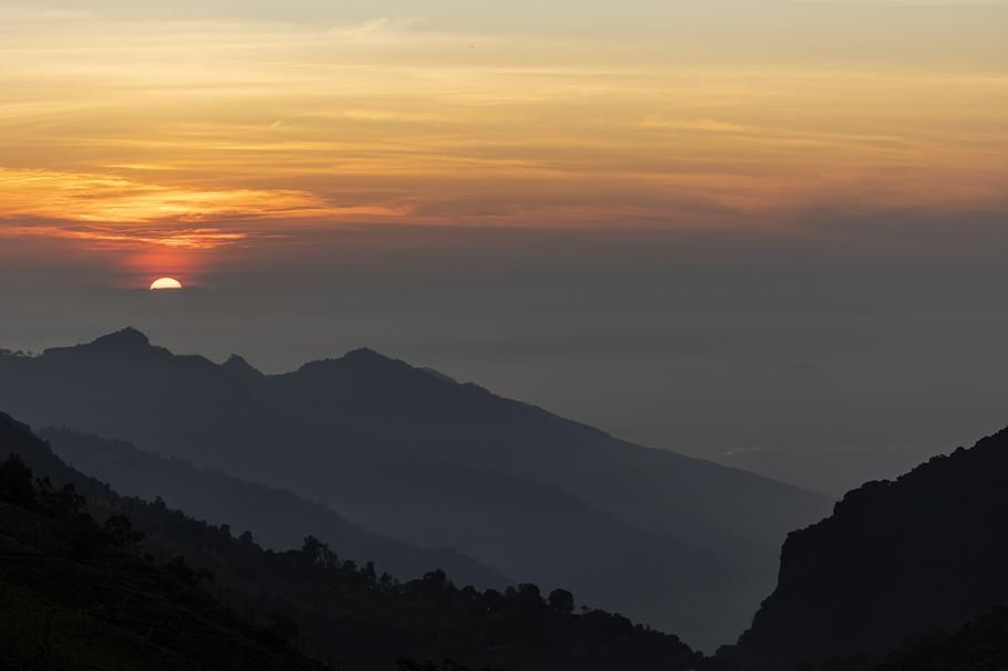 Sunset over the Nilgiri mountains at the Mountain Top Clinic