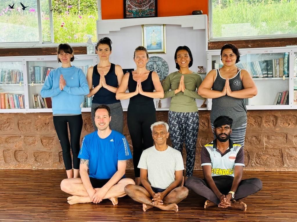 Guests and staff after a yoga session at the Mountain Top Clinic